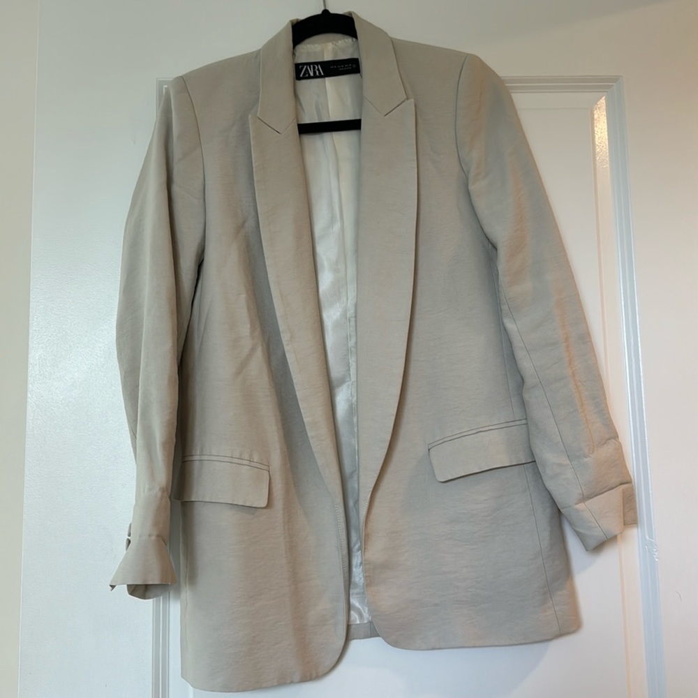 Zara cream lightweight size xs summer blazer single breasted